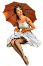 Pinup with umbrella