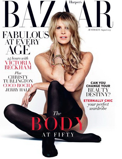 Elle Macpherson in Bardot Pose a 50 anni