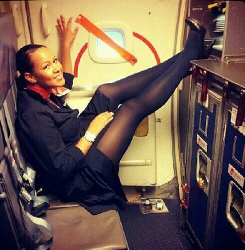 Stewardess in collant