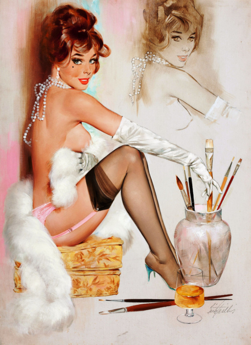 Pin-up girl in guanti bianchi