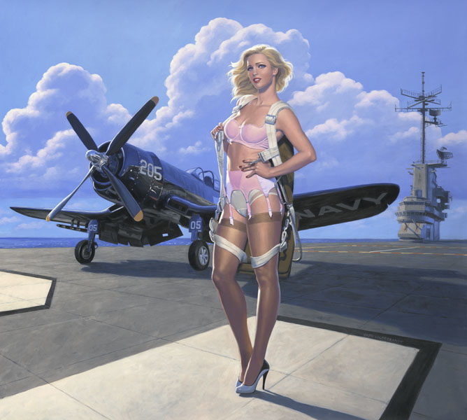 Pin up con le calze di Nylon e Vought Corsaid