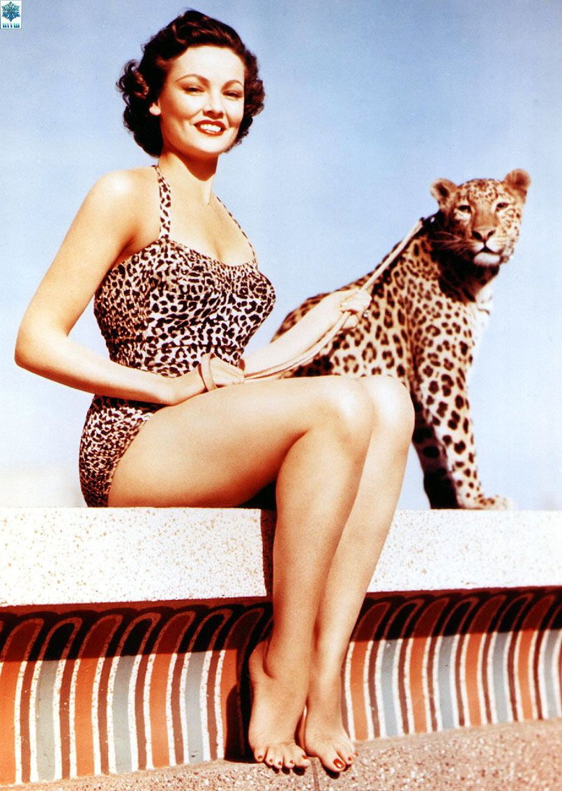 Gene Tierney leopardata col leopardo