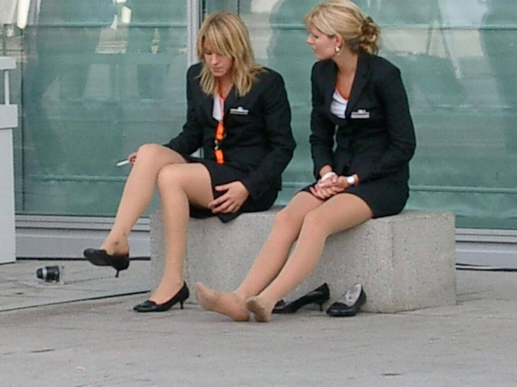 Stewardess in collant