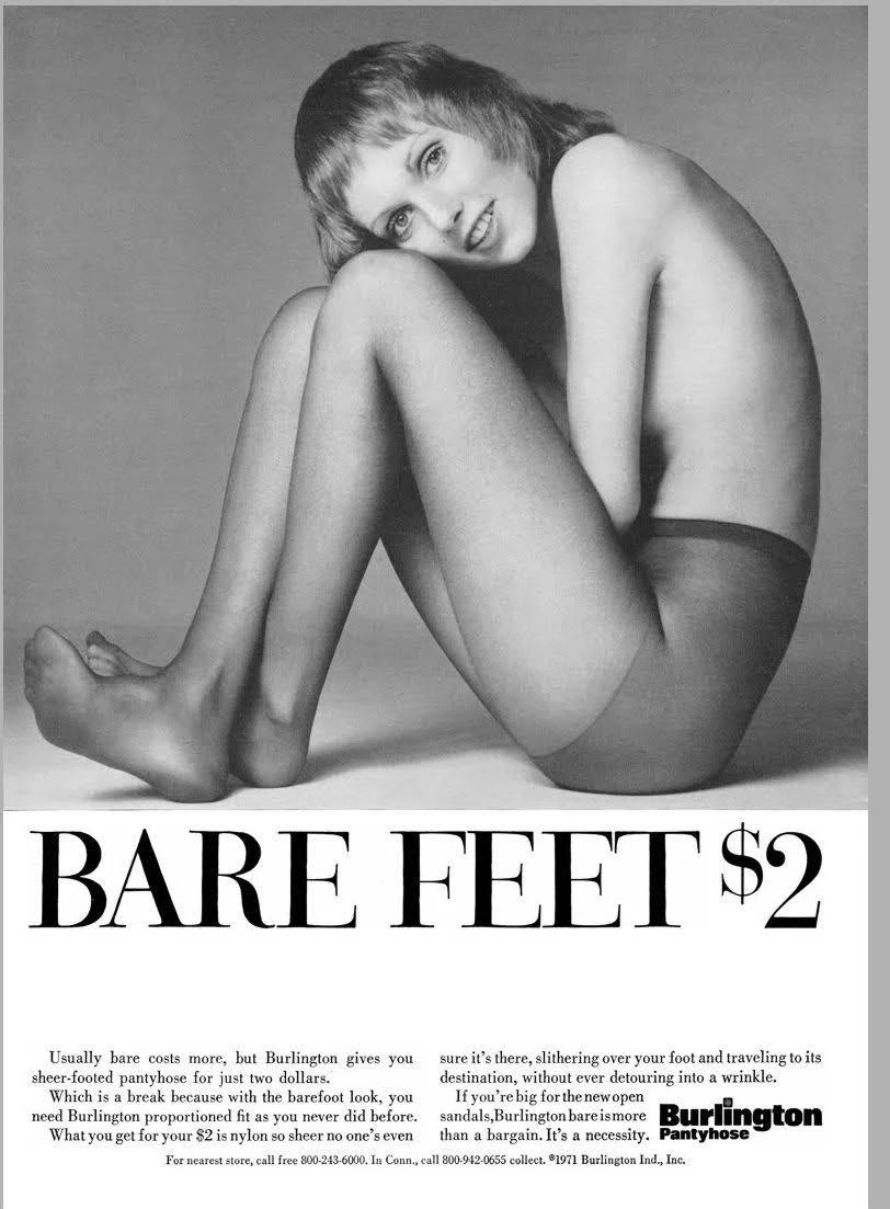 Pubblicità Burlington Bare Feet 1971 sheer footed