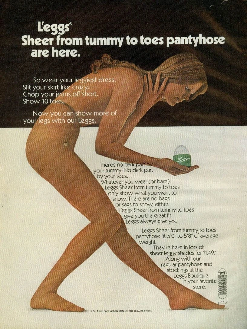 Pubblicità L'eggs Sheer from Tummy to Toes, anni 70