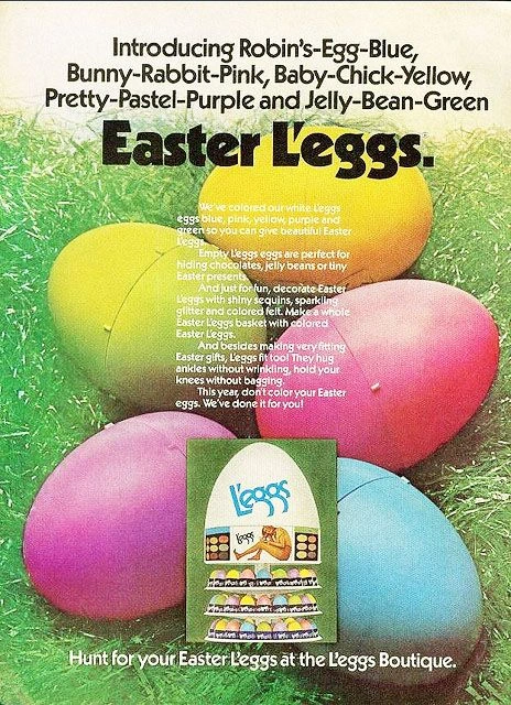 Pubblicità Easter L'eggs 1975, uova colorate per Pasqua