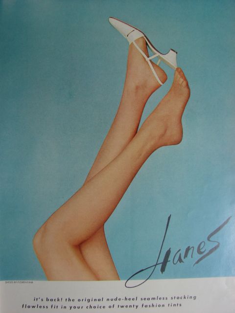 Pubblicità Hanes calze senza cuciture con tallone in tinta
