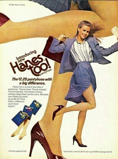Pubblicità Hanes too! 1981, collant economici