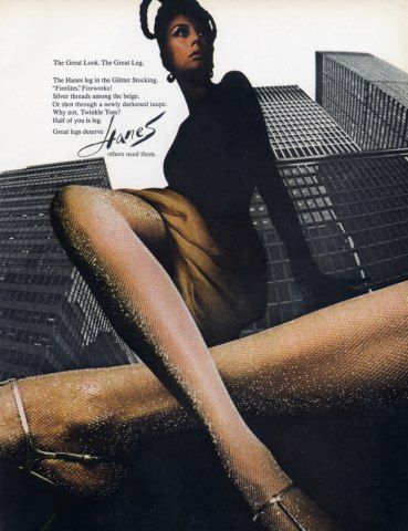 Pubblicità Hanes Glitter Stocking 1967, calze argentate